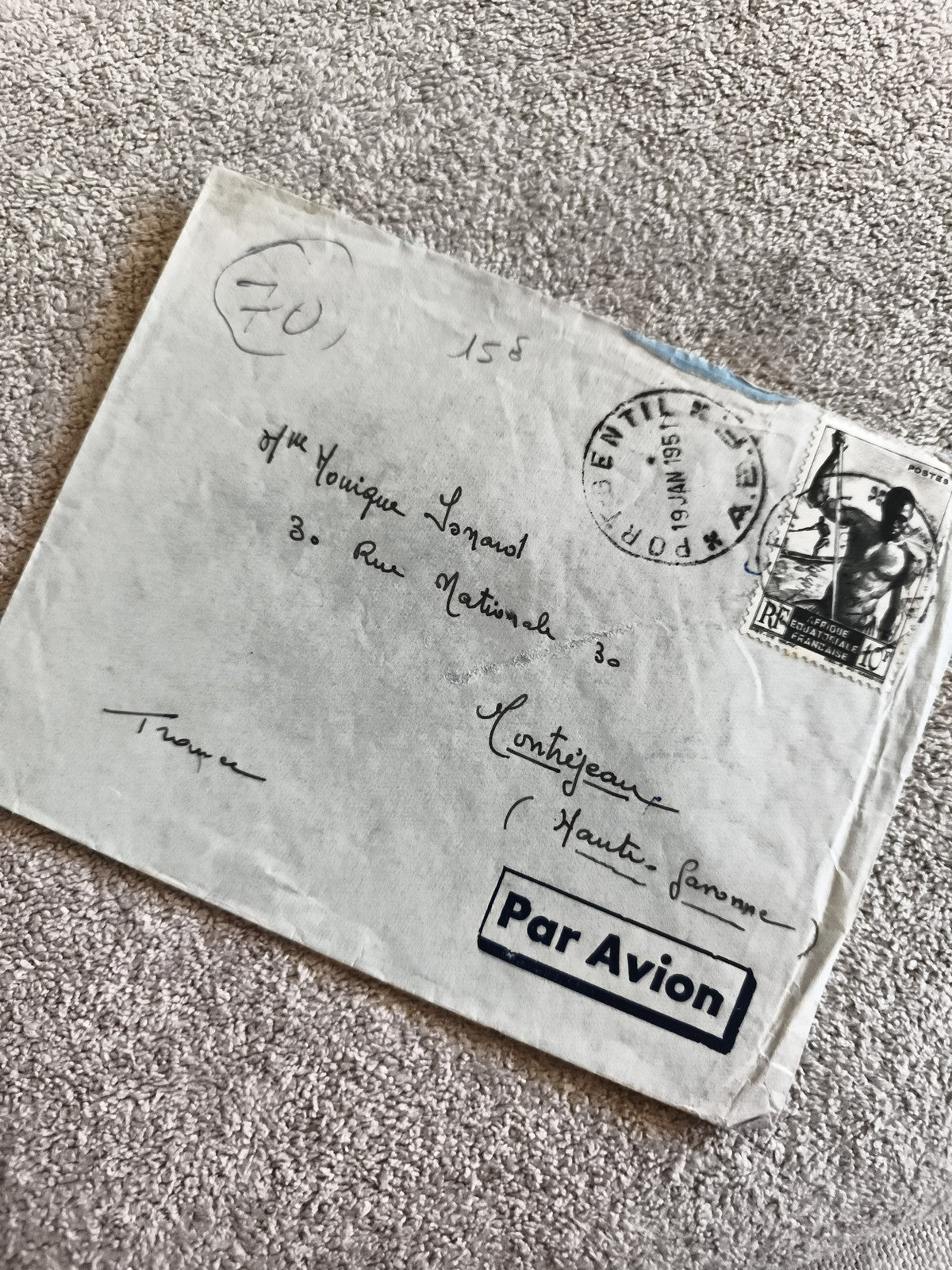 Lettre ancienne France 1951 timbre Afrique occidentale Par Avion philatélie