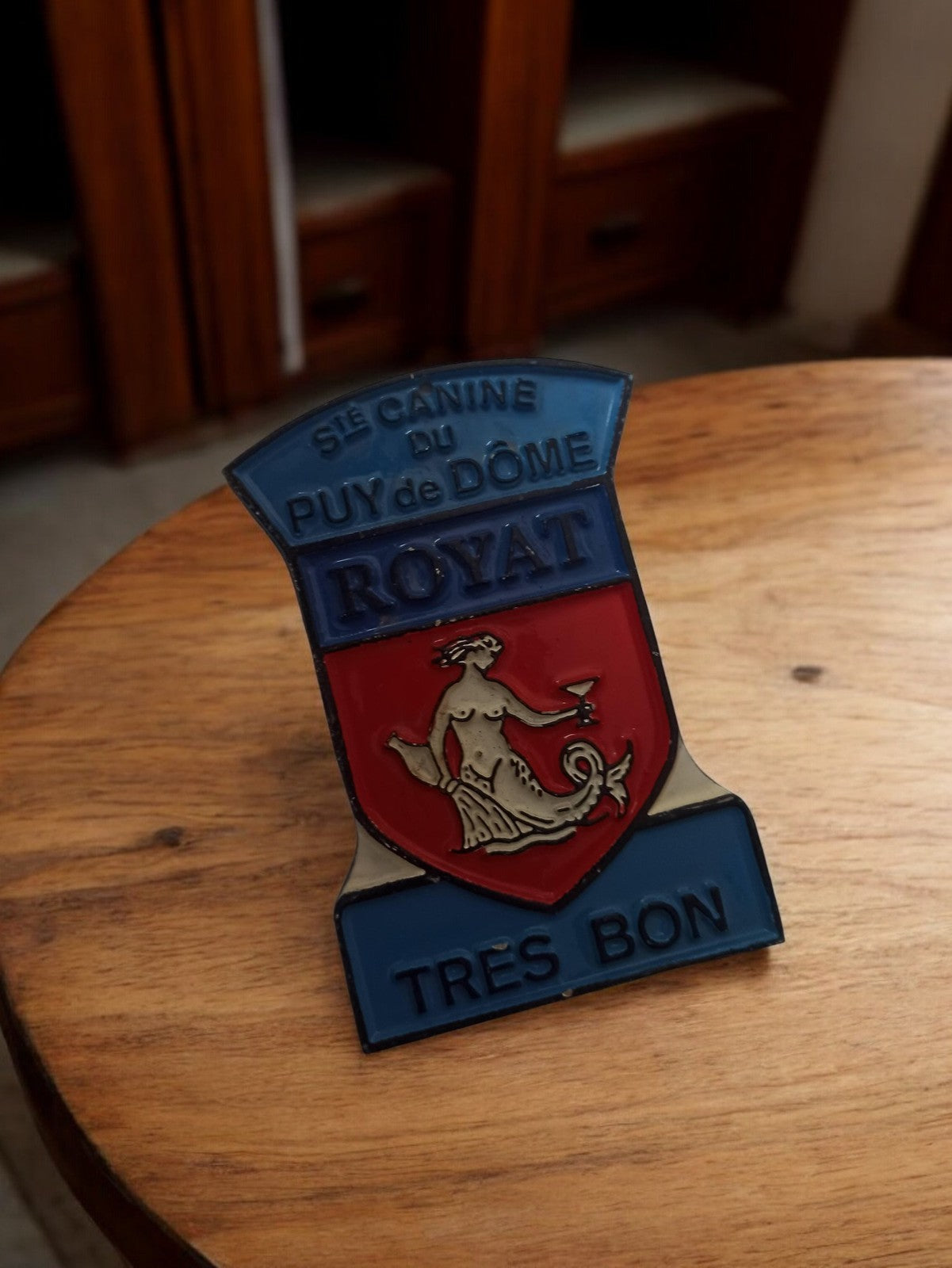 Plaque ancienne métal Société Canine Puy de Dôme Royat déco rétro chien