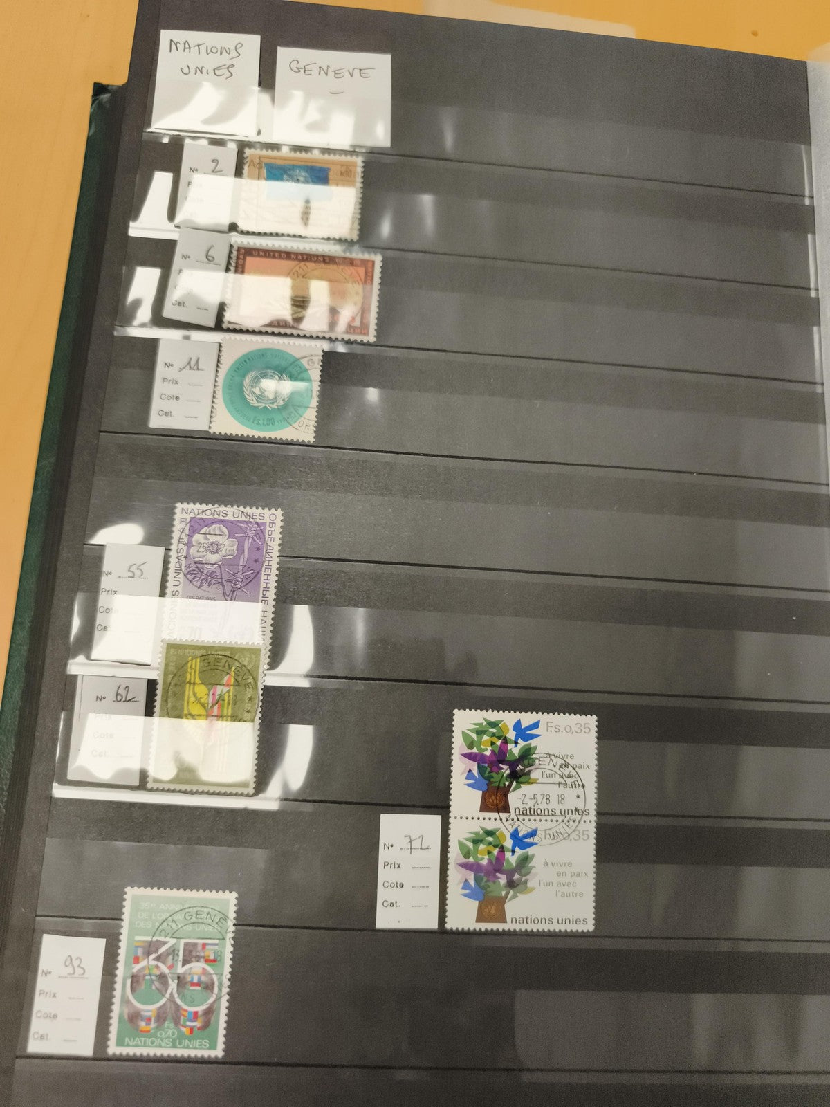 Timbres Nations Unies Genève lot x7 oblitérés thématiques ONU philatélie