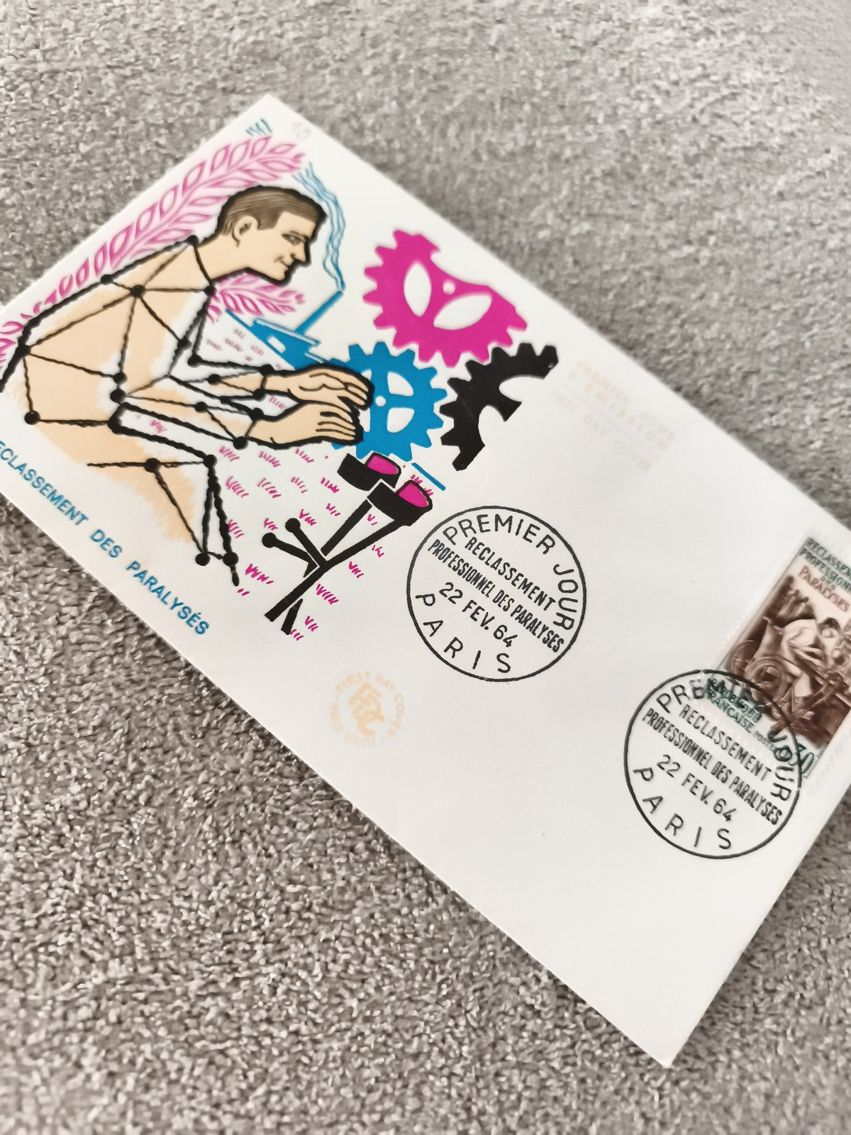Lettre FDC 1964 Premier Jour Reclassement Paralysés Paris philatélie ancienne