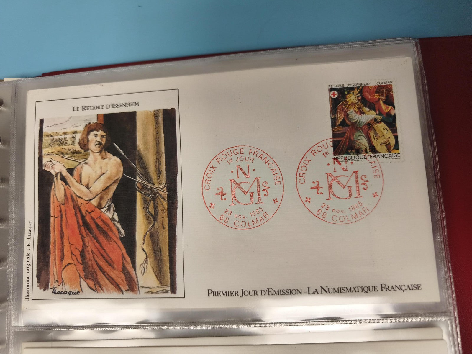Enveloppe FDC Premier Jour Croix Rouge Retable d'Issenheim Colmar 1985