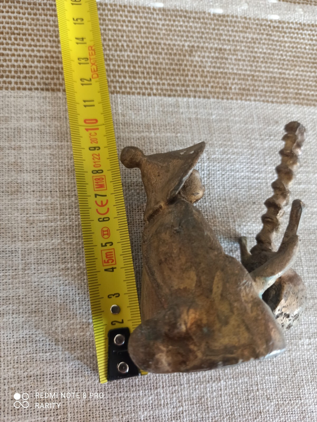 Statuette bronze musicien africain XXe, sculpture artisanale, chapeau conique