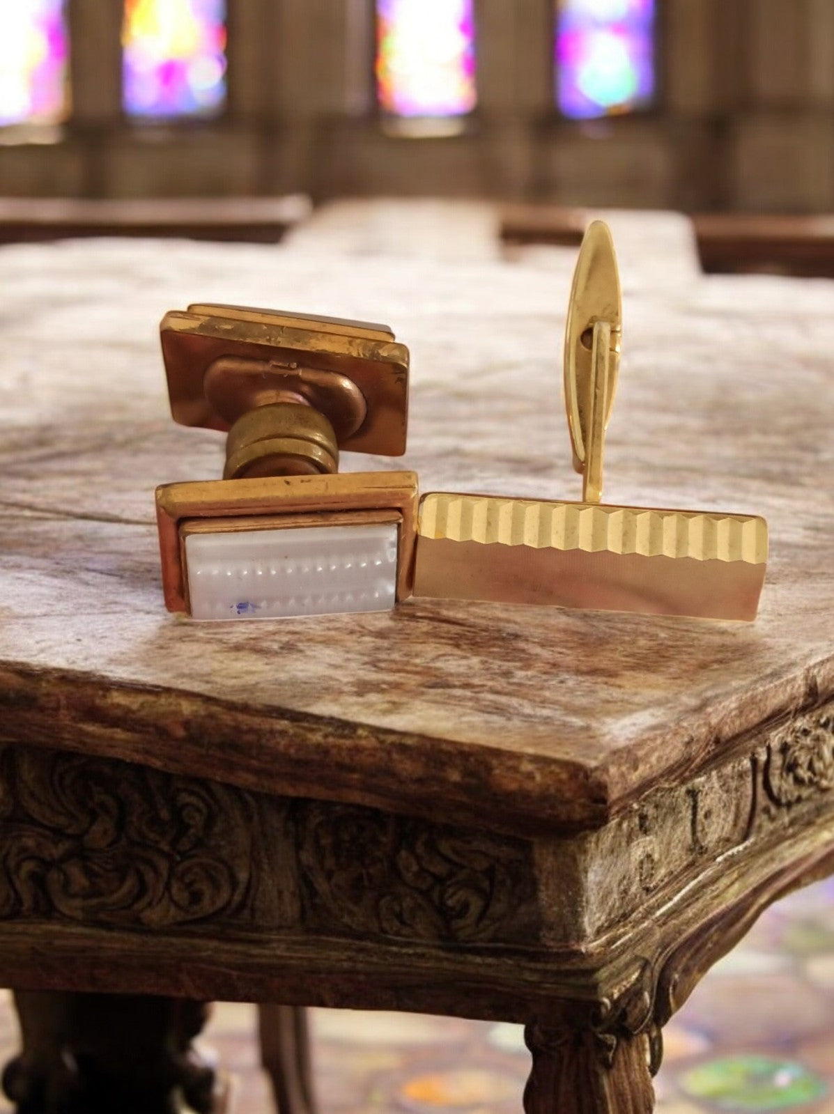 Boutons de manchette vintage rectangulaires dorés – Accessoire homme élégant