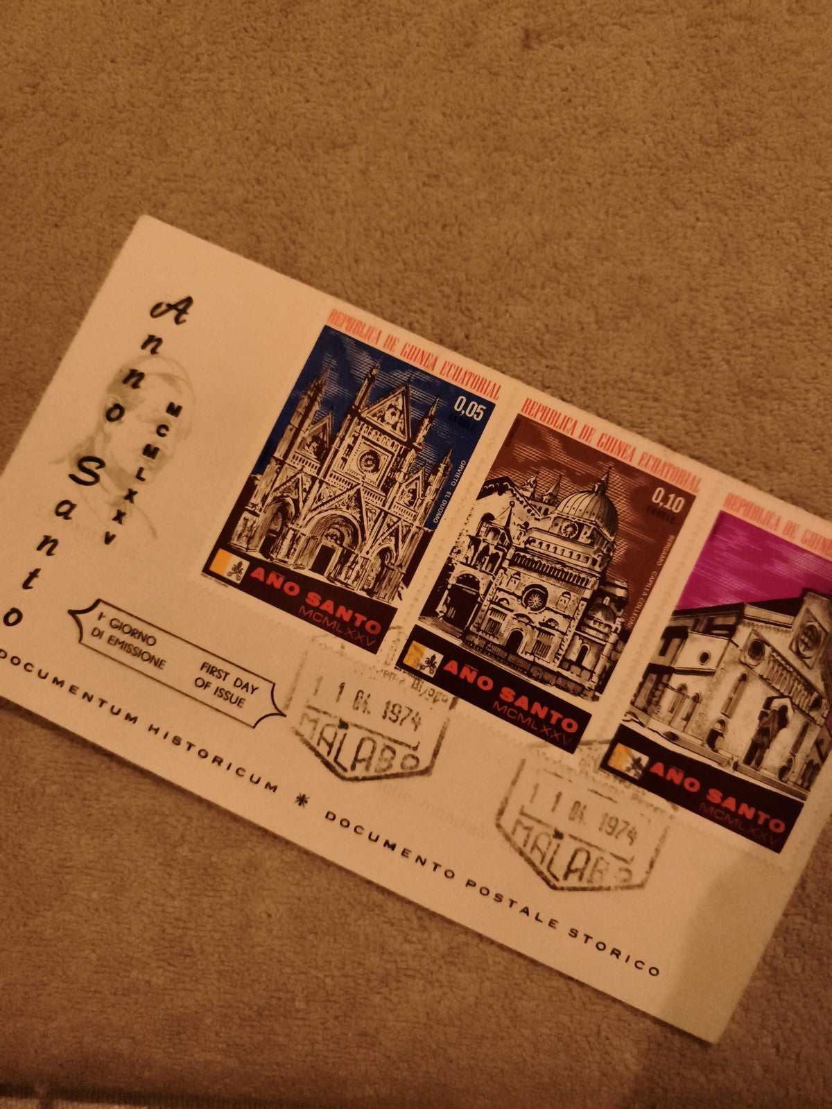 Bloc de timbres Guinée Équatoriale Ano Santo 1974 oblitérés, FDC philatélie (Ref