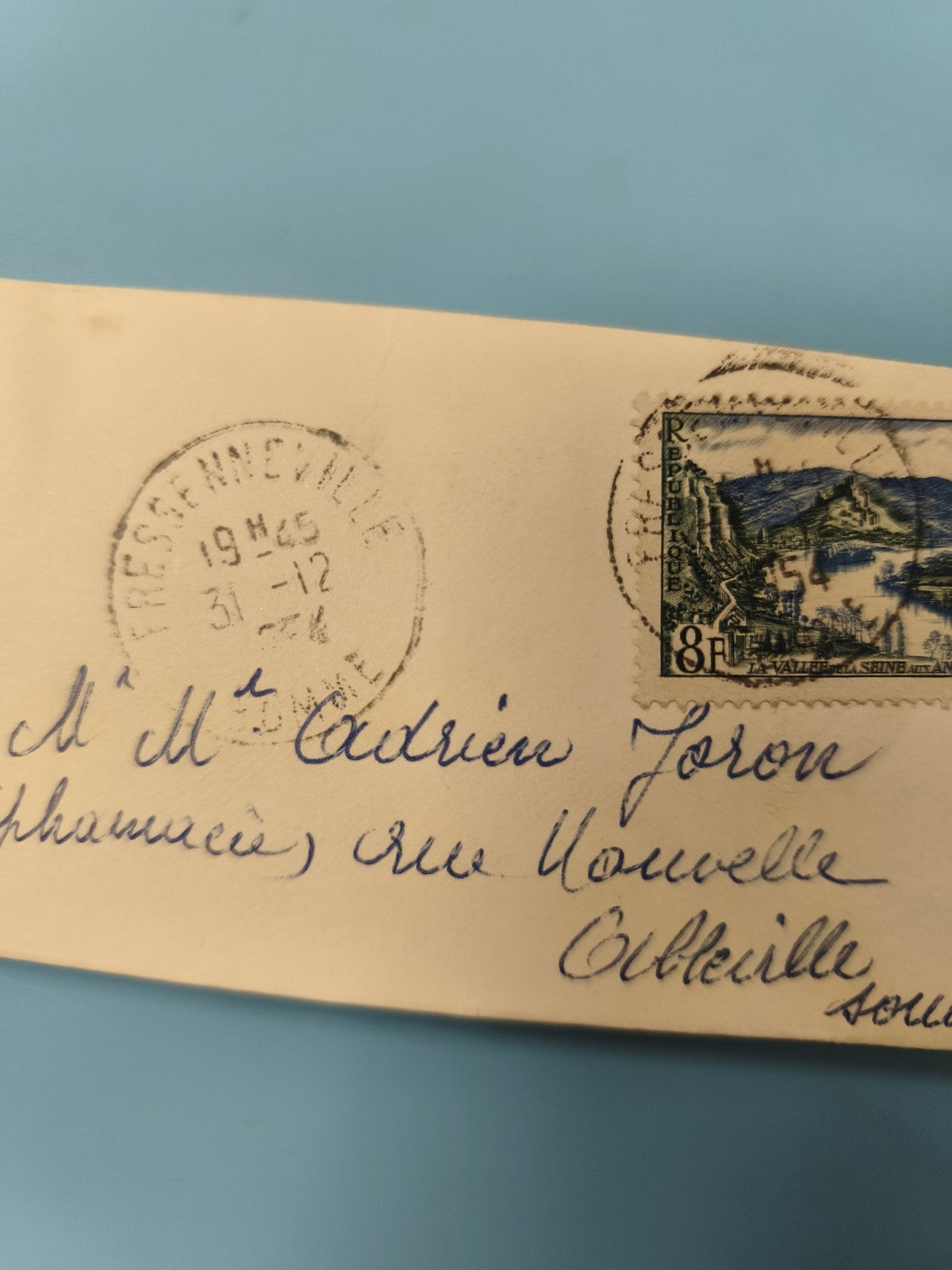 Ancienne enveloppe oblitérée 1946 philatélie timbre France Val de Seine