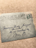 Lettre oblitérée Paris 1951 timbre RF vert philatélie courrier ancien (Ref 10)
