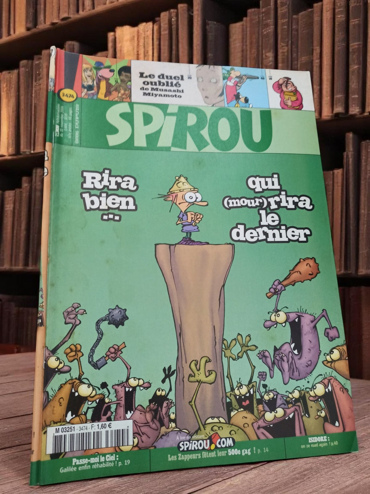 Magazine Spirou n°3474 Vintage BD Franco-Belge rétro couverture verte