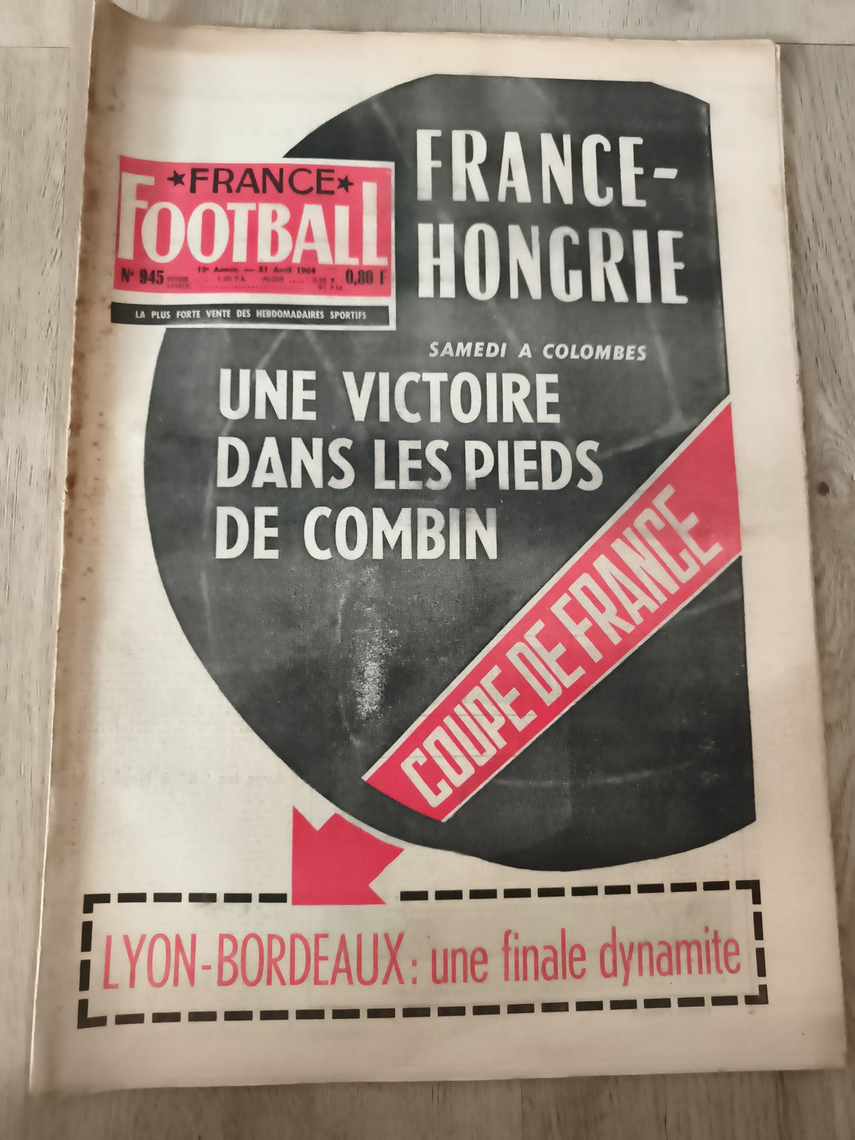 Ancien journal France Football 1968 Coupe de France vintage foot FR-Hongrie