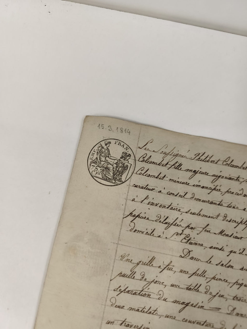 Lettre manuscrite administrative 1814, inventaire familial XIXe, cachet 75 c
