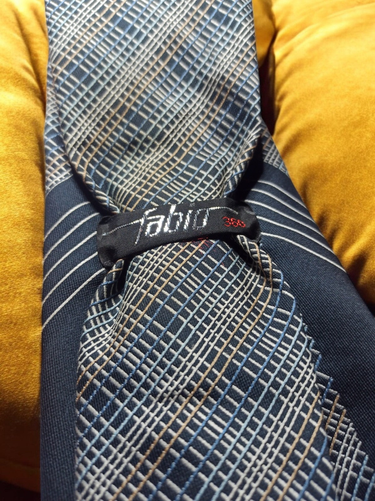 Cravate vintage Favor 368 motif géométrique bleu gris en soie homme