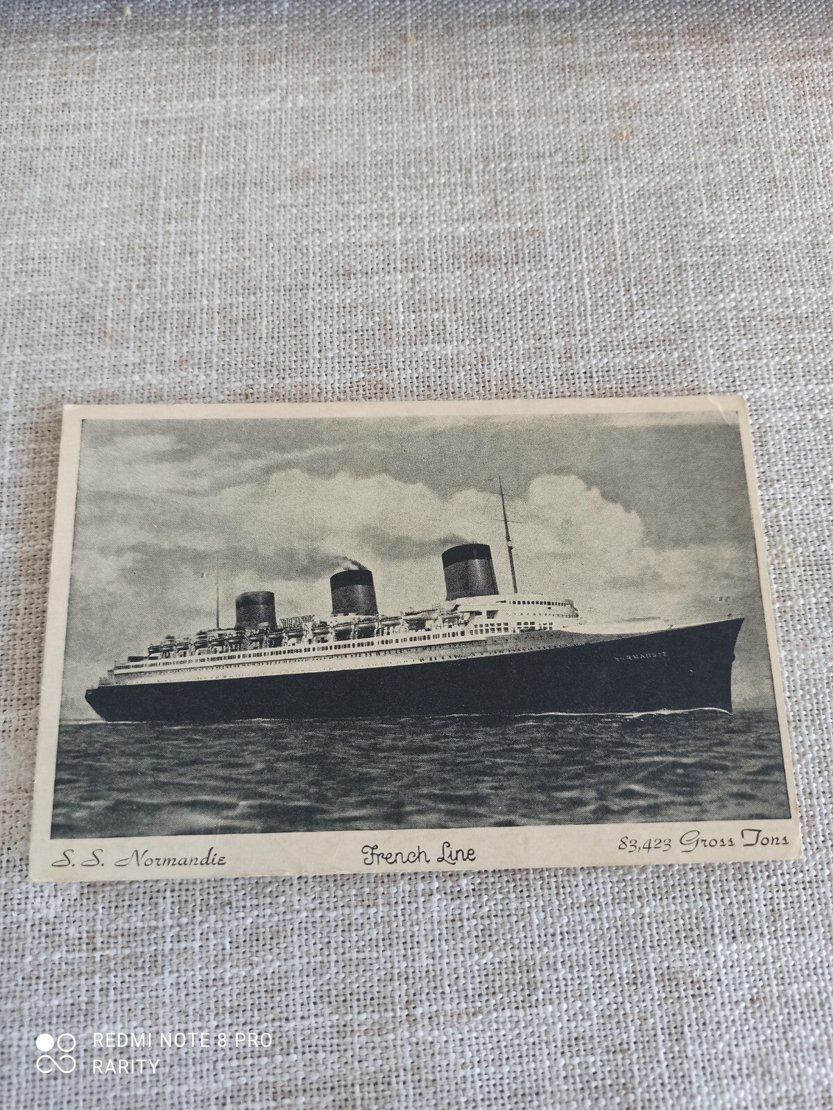 Carte postale ancienne paquebot S.S. Normandie French Line maritime vintage