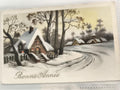 Carte postale ancienne Bonne Année hiver neige village vintage