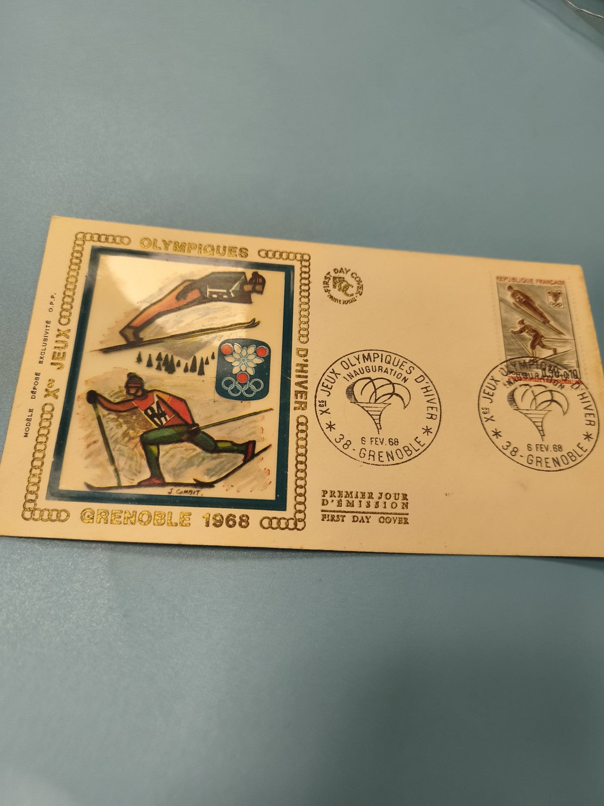 Enveloppe FDC premier jour Jeux Olympiques d?hiver Grenoble 1968 timbre illustré