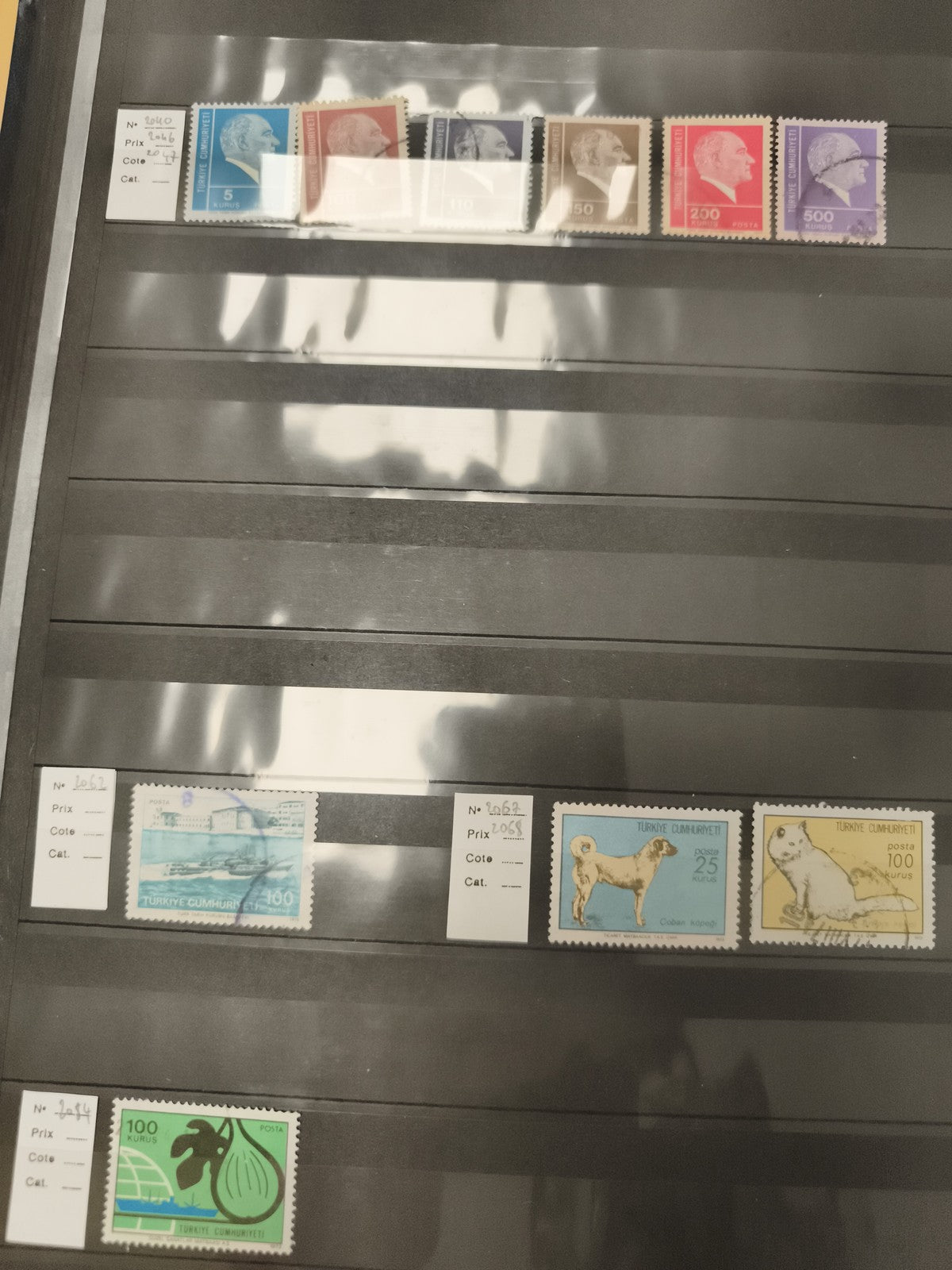Timbres Turquie lot thématique animaux bâtiments profils, série Poste, philatéli