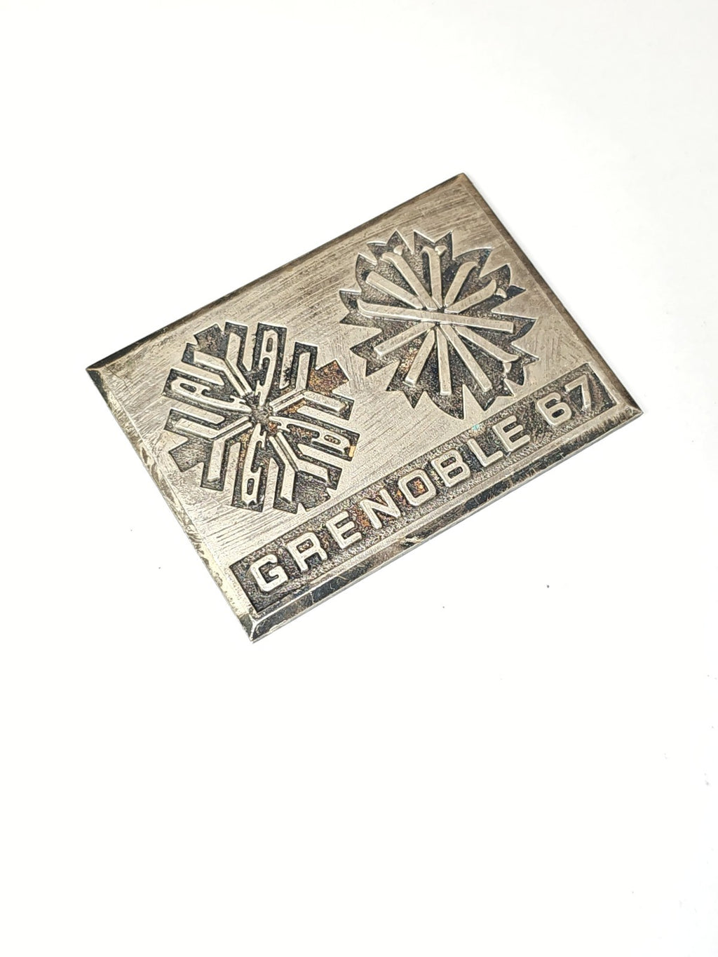 Plaque métal ancienne Grenoble vintage rétro déco collection ville française