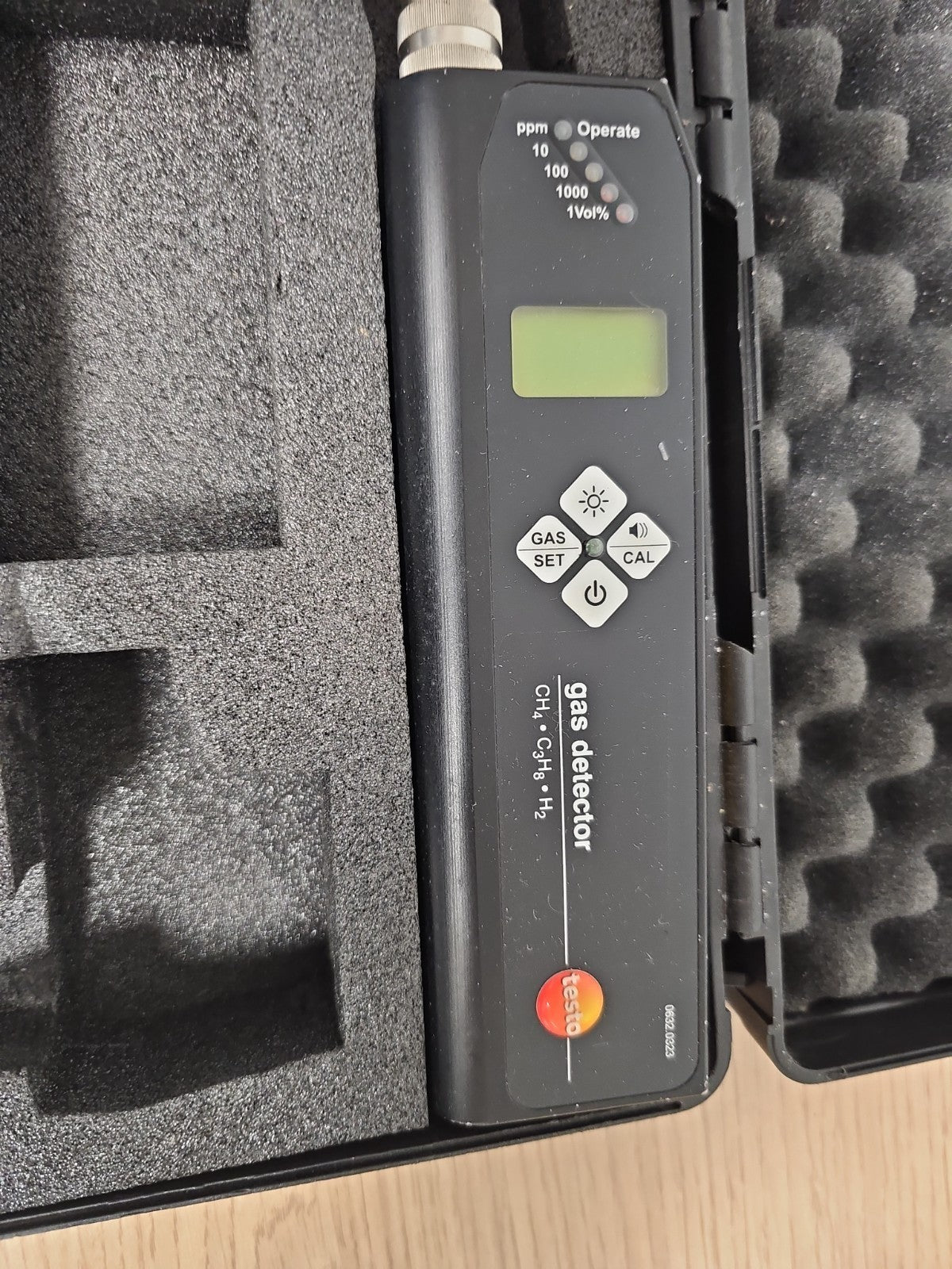 Détecteur de gaz Testo 0632 0323 CH4 C3H8 H2 avec mallette, non testé