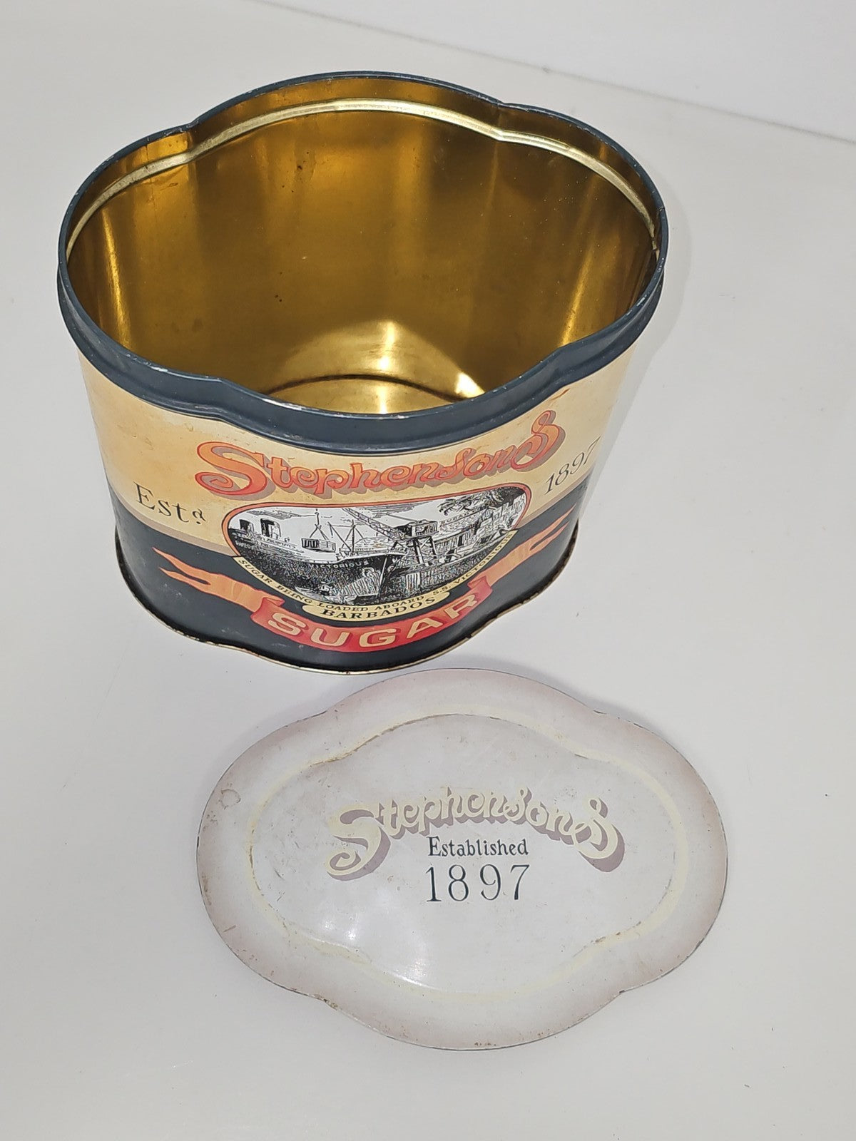 Boîte métal rétro Stephenson's Sugar ancienne, boîte à sucre collection vintage