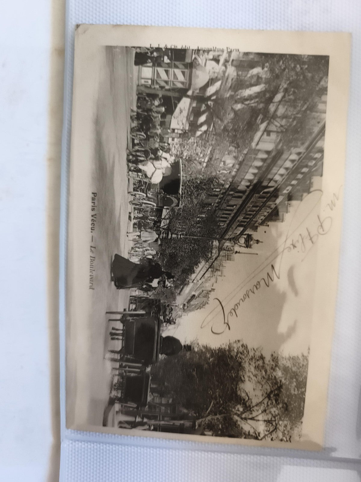 Carte postale CPA Paris Vécu Le Boulevard fiacres XIXe signée