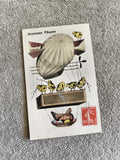 CPA Pâques Joyeuses Poules Poussins Ballon Zeppelin Timbre France
