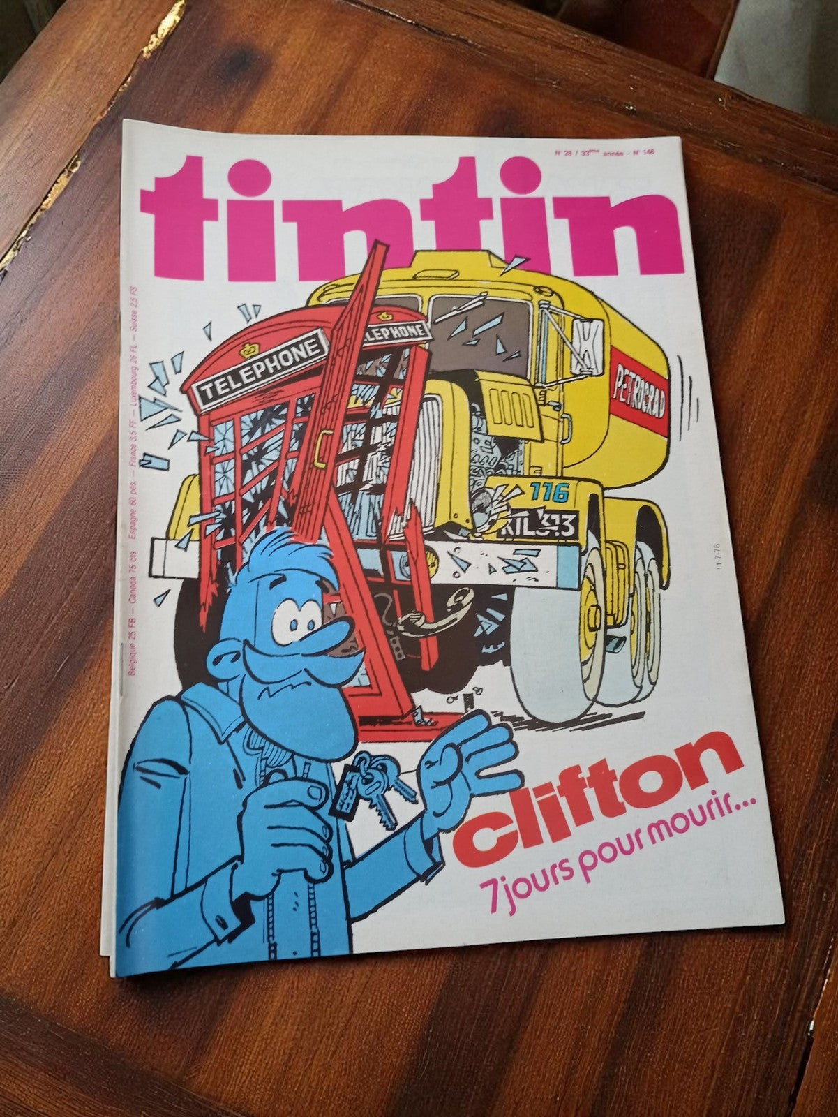 Magazine Tintin ancien n°168 Clifton couverture rétro édition vintage BD
