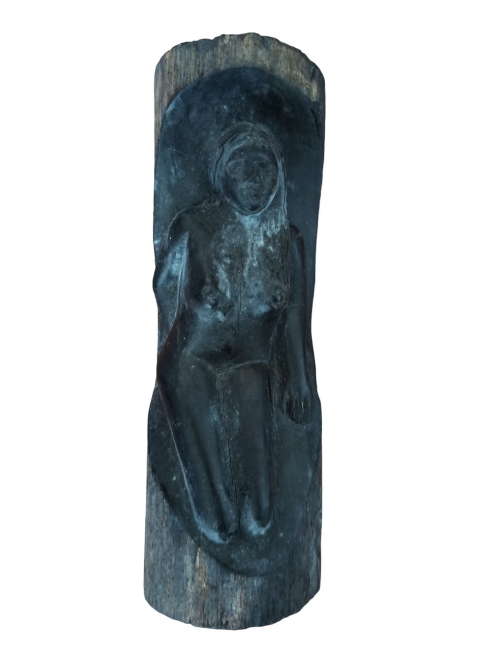 Statue femme assise bois exotique sculpté artisanat traditionnel déco