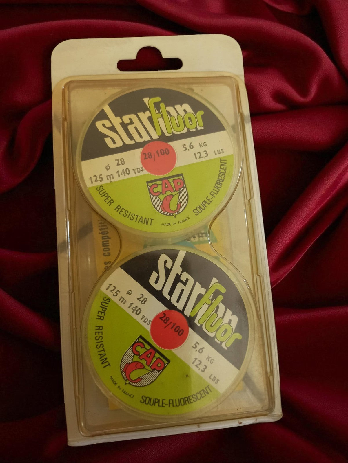 Bobine fil pêche vintage Starfluor CAP 28/100 nylon ancien, super résistant