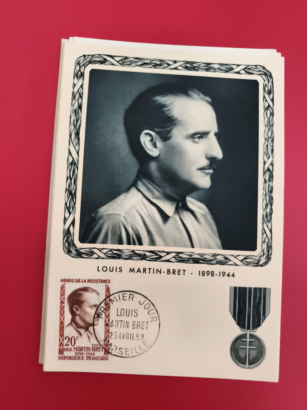 Carte premier jour Louis Martin-Bret 1959 Héros Résistance timbre FDC philatélie