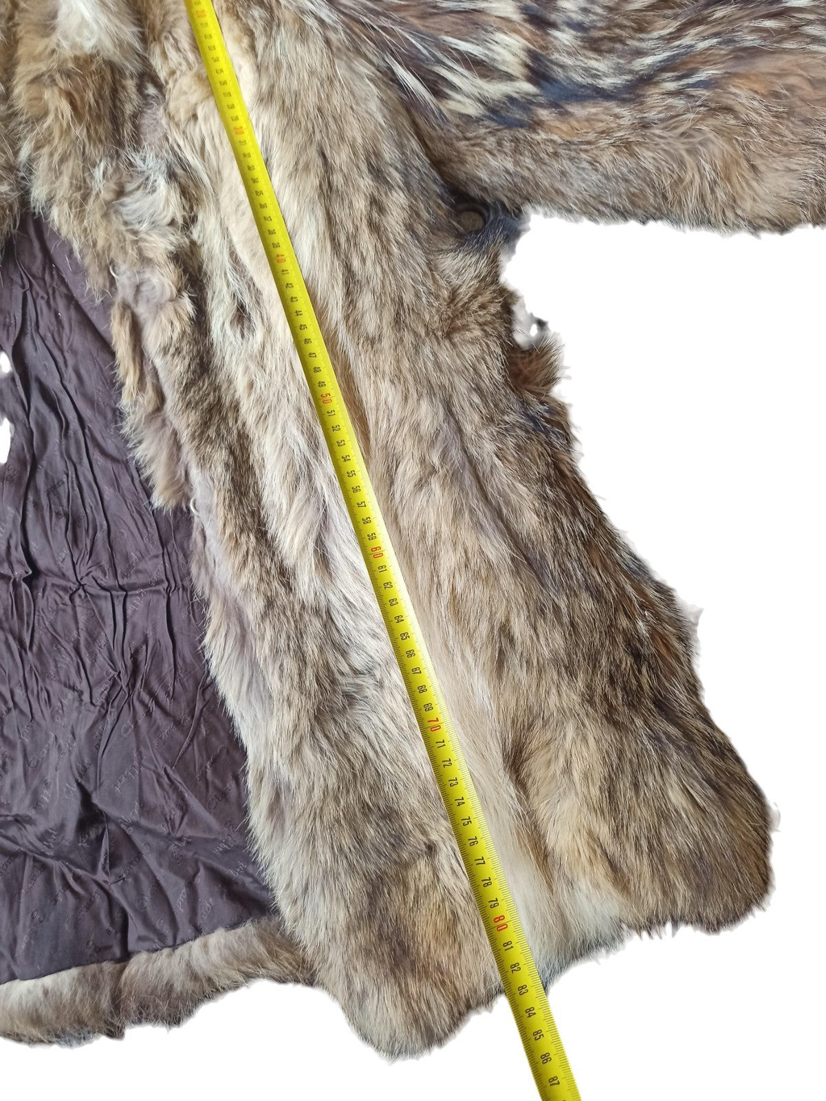 Manteau vintage en fourrure véritable brun ancien rétro, doublure satinée