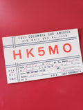 Carte radio QSL HK5MO Cali Colombie correspondance radioamateur rectangulaire