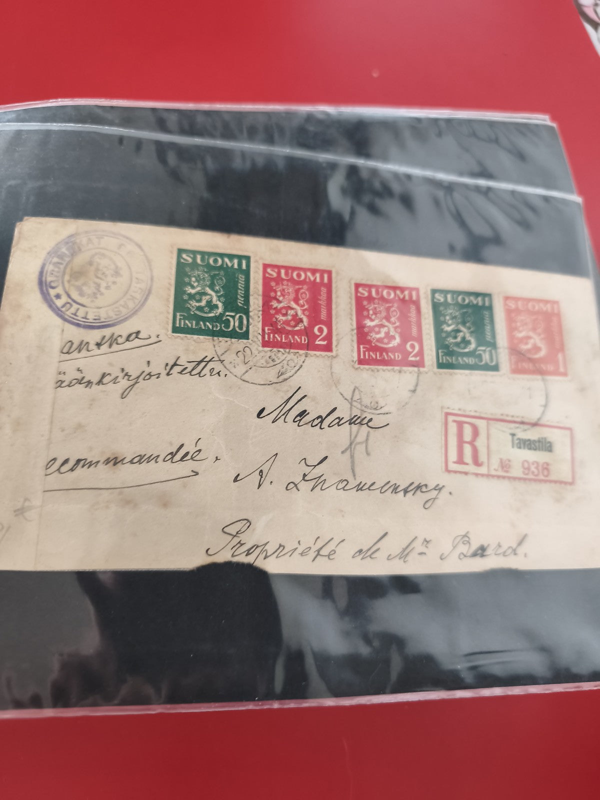Ancienne enveloppe oblitérée Finlande timbres Suomi recommandée philatélie