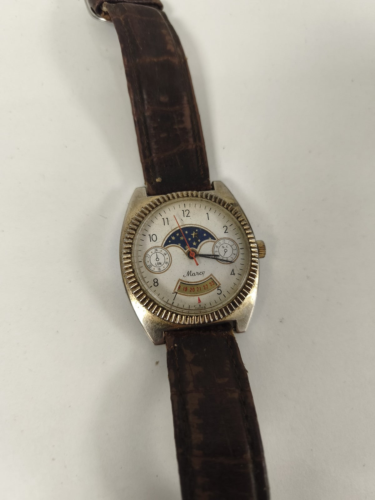Montre homme mécanique vintage Marco ancienne, montre-bracelet rétro collection