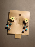 Boucles d’oreilles vintage fleurs émail pierres bleues deadstock fantaisie