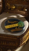 Insigne vintage U.S. Navy émaillé, avion porte-avions, marine militaire
