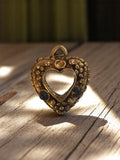 Pendentif cœur vintage métal doré années 50 rétro bijou ancien deadstock