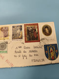Ancienne enveloppe philatélie Polska timbres illustrés collection vintage