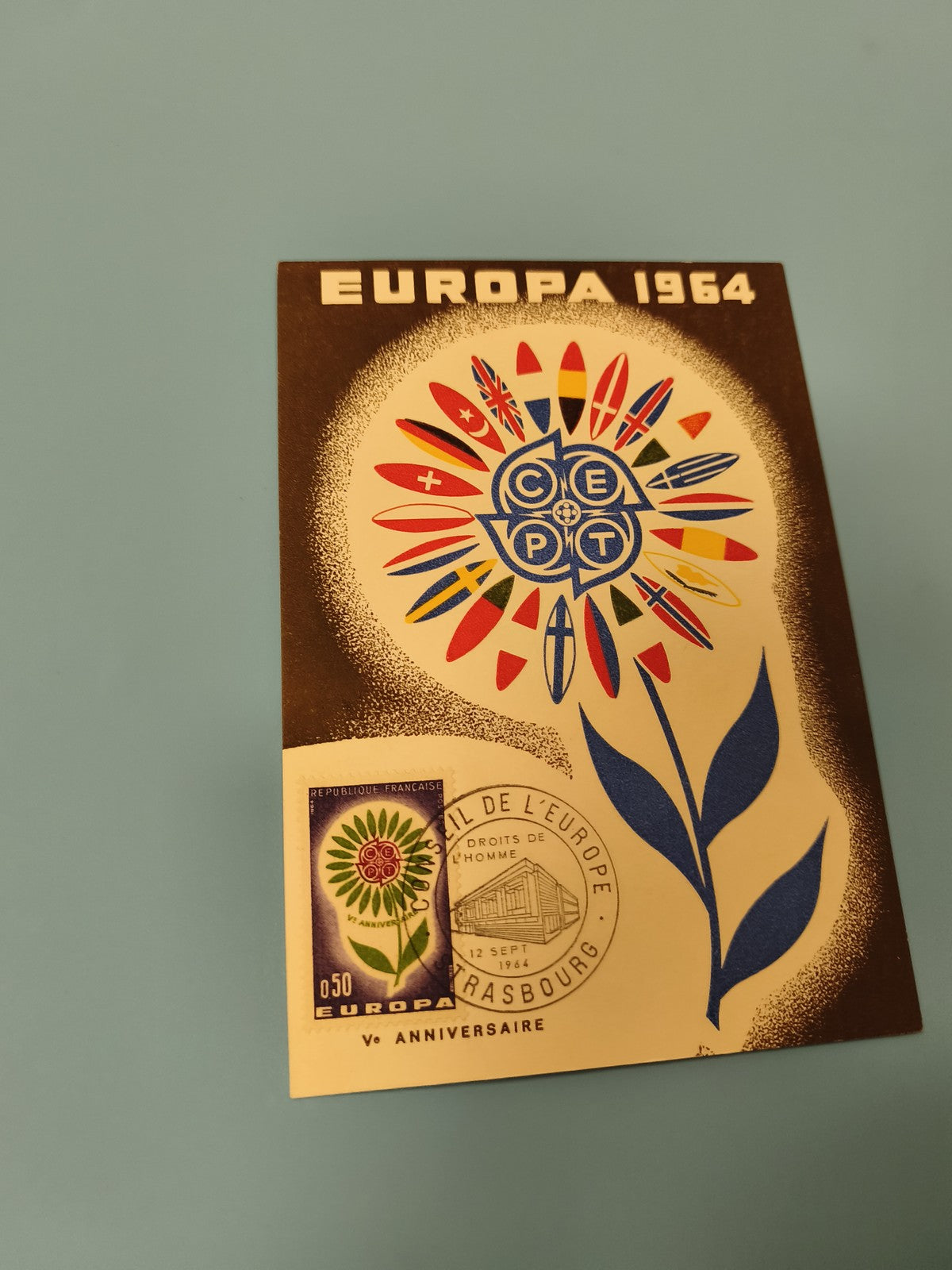 Enveloppe FDC Europa 1964 premier jour Strasbourg illustration fleur CEPT