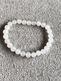 Bracelet perles blanches pierres naturelles élastique bijou femme homme