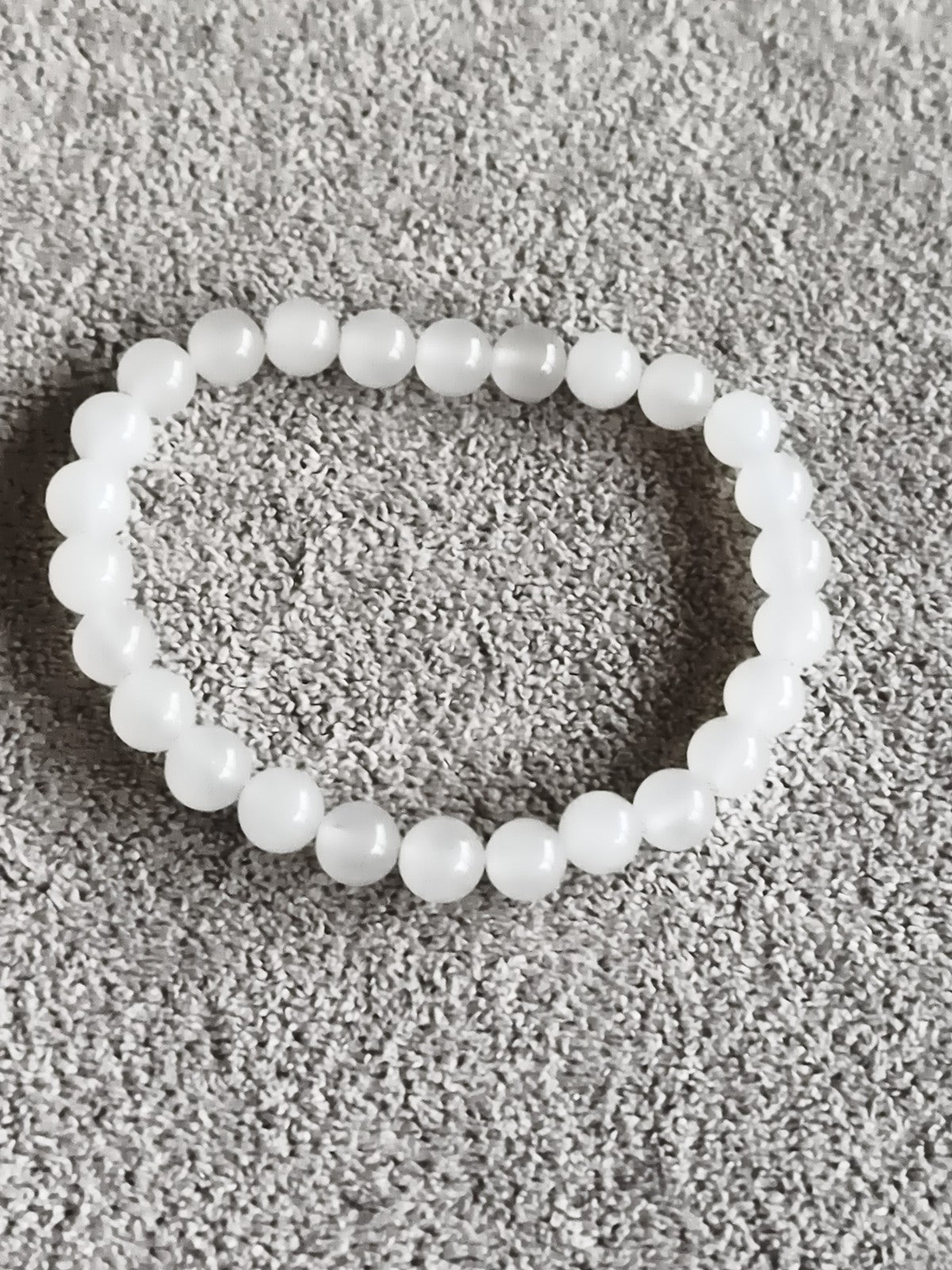 Bracelet perles blanches pierres naturelles élastique bijou femme homme