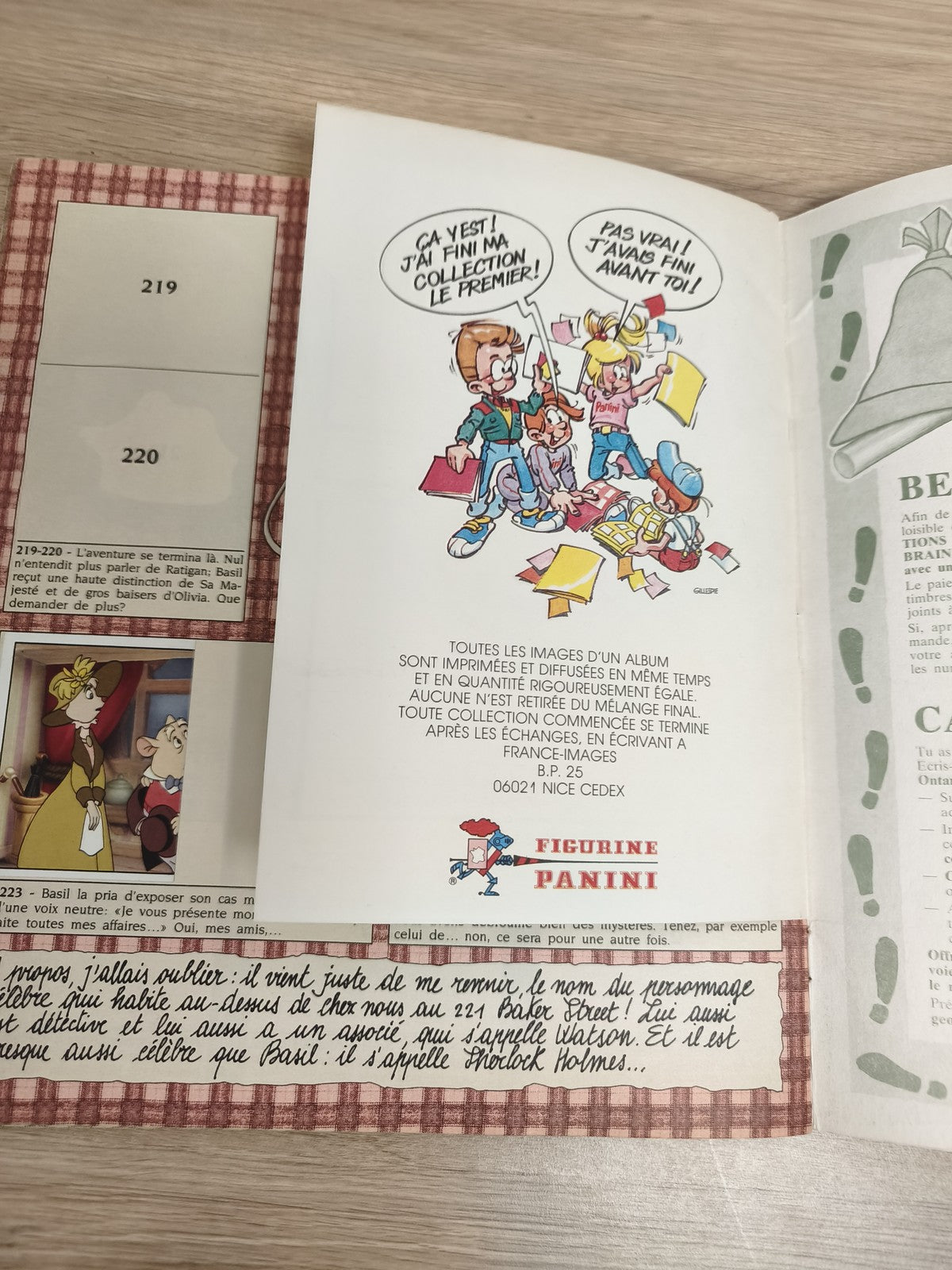 Vintage album Panini incomplet Basil détective privé Disney 1986 collection