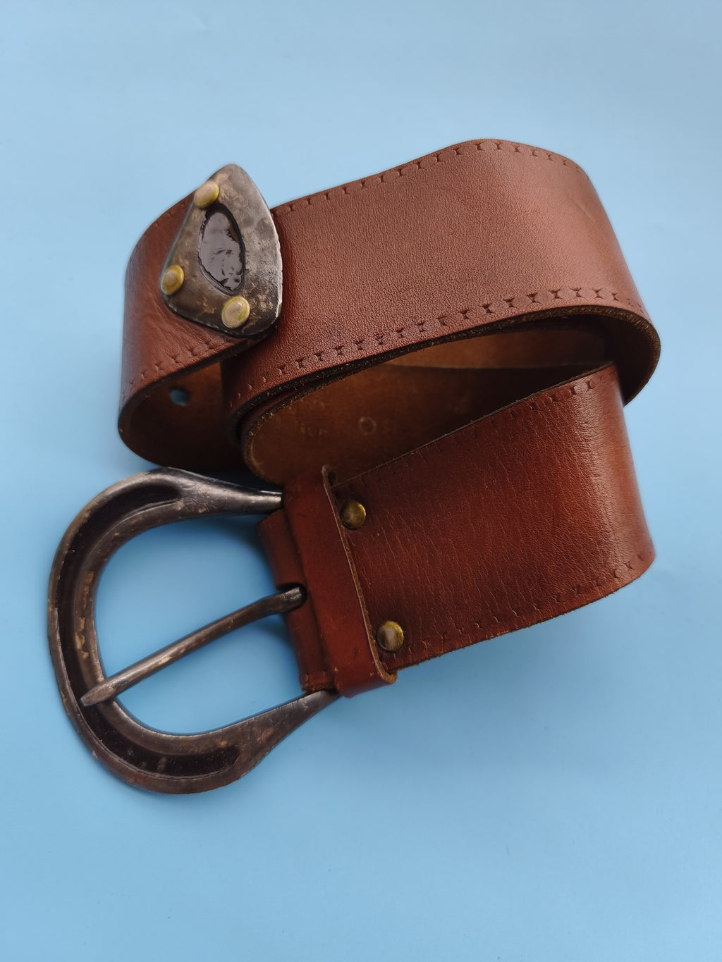 Ceinture vintage en cuir véritable Joel Ronez ancienne taille 80 rétro collectio