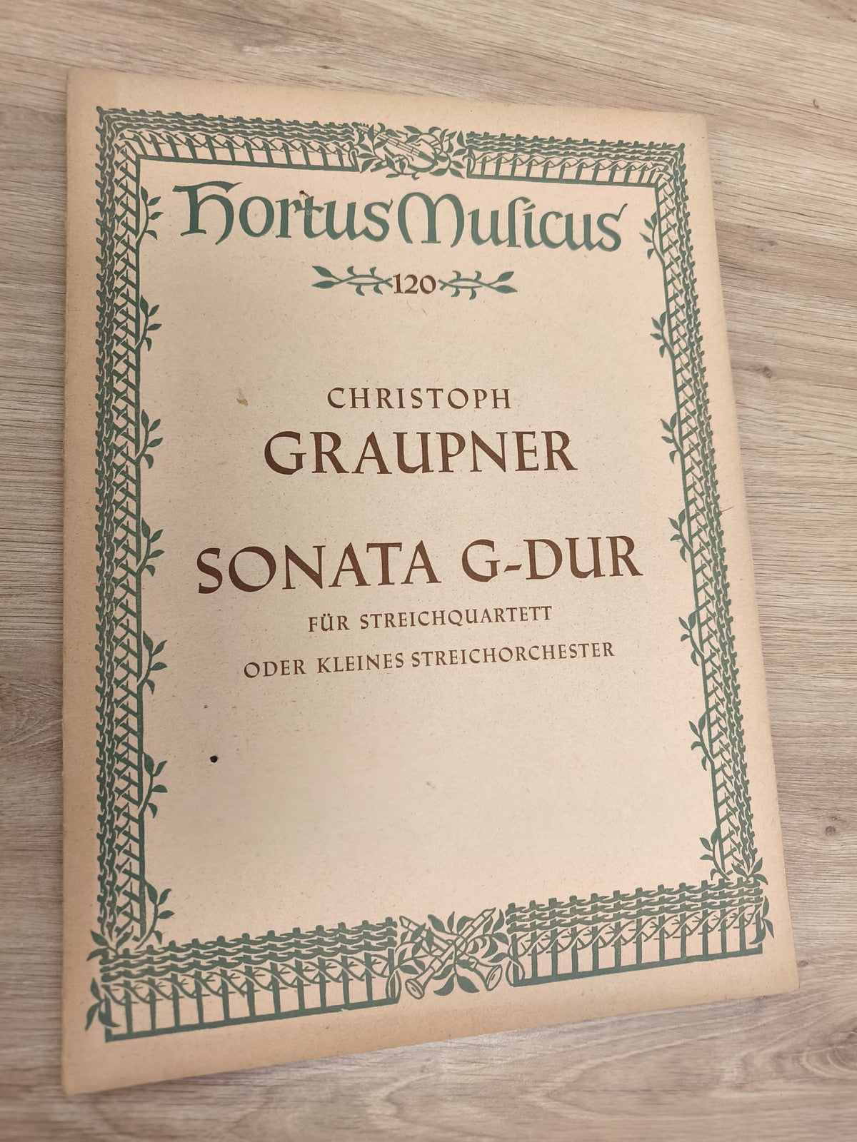 Ancien livre partitions violon piano Graupner Sonata G-Dur Hortus Musicus