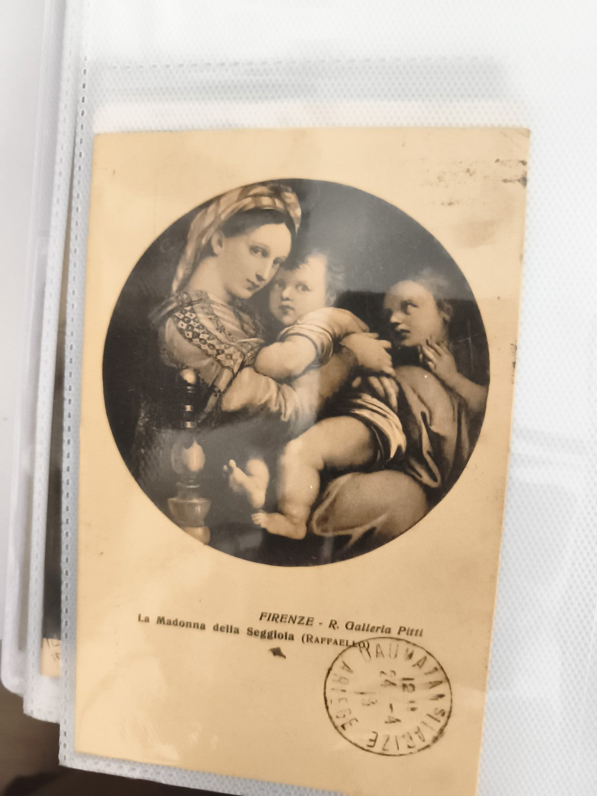 Carte postale ancienne La Madonna della Seggiola Raffaello Firenze Galleria Pitt