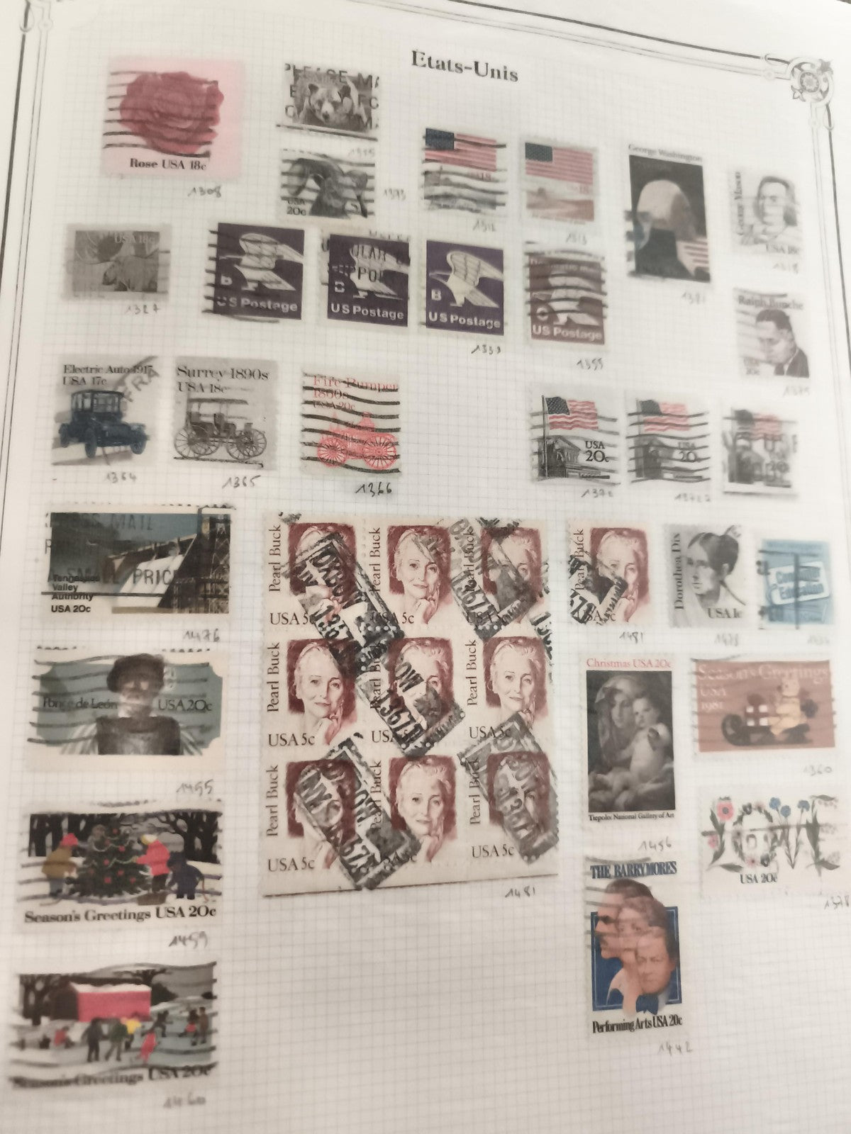 Timbres anciens USA oblitérés – lot vintage philatélie États-Unis