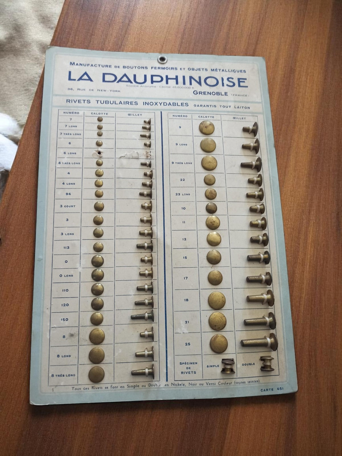 Lot d'Anciens Articles Métalliques pour Boutons - Fabrication Grenoble France