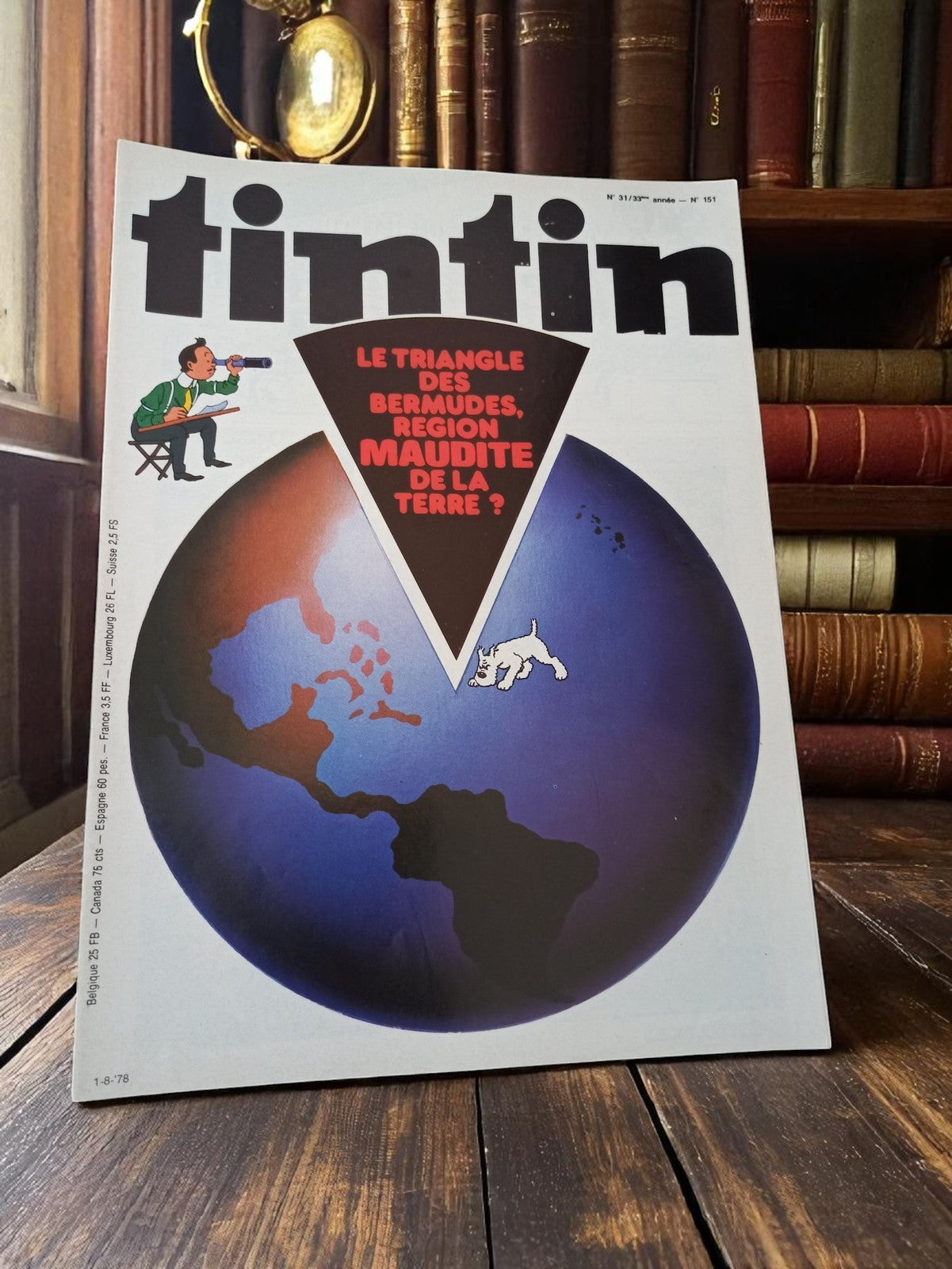 Magazine Tintin ancien 1978 n°151, Le Triangle des Bermudes, édition vintage