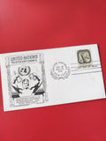 Enveloppe philatélie ONU Trusteeship Council 8c, cachet New York, dessin noir et