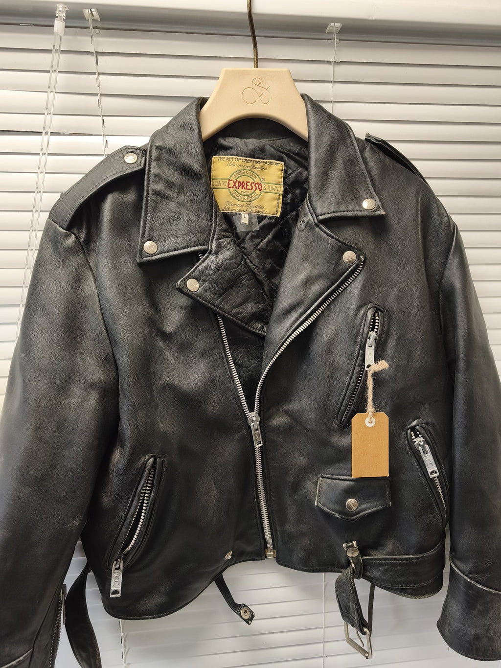 Blouson cuir vintage homme Expresso ancien veste rétro taille L collectionneur