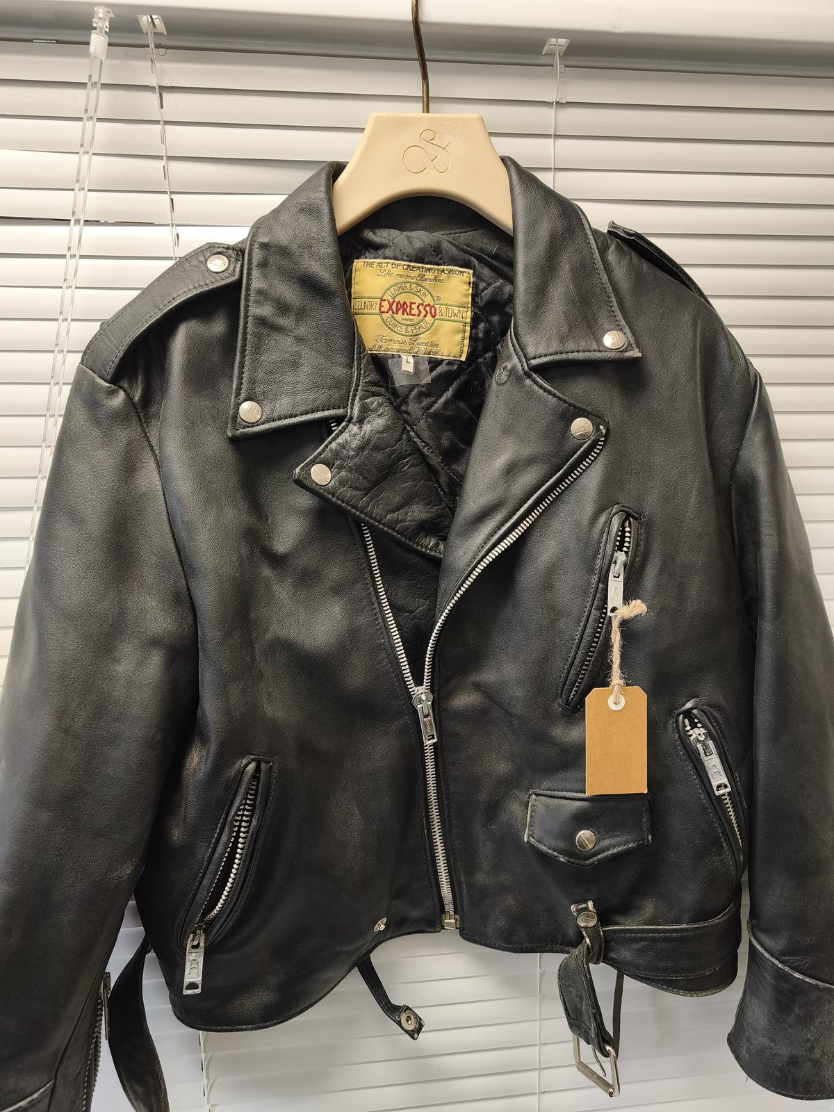 Blouson cuir vintage homme Expresso ancien veste rétro taille L collectionneur