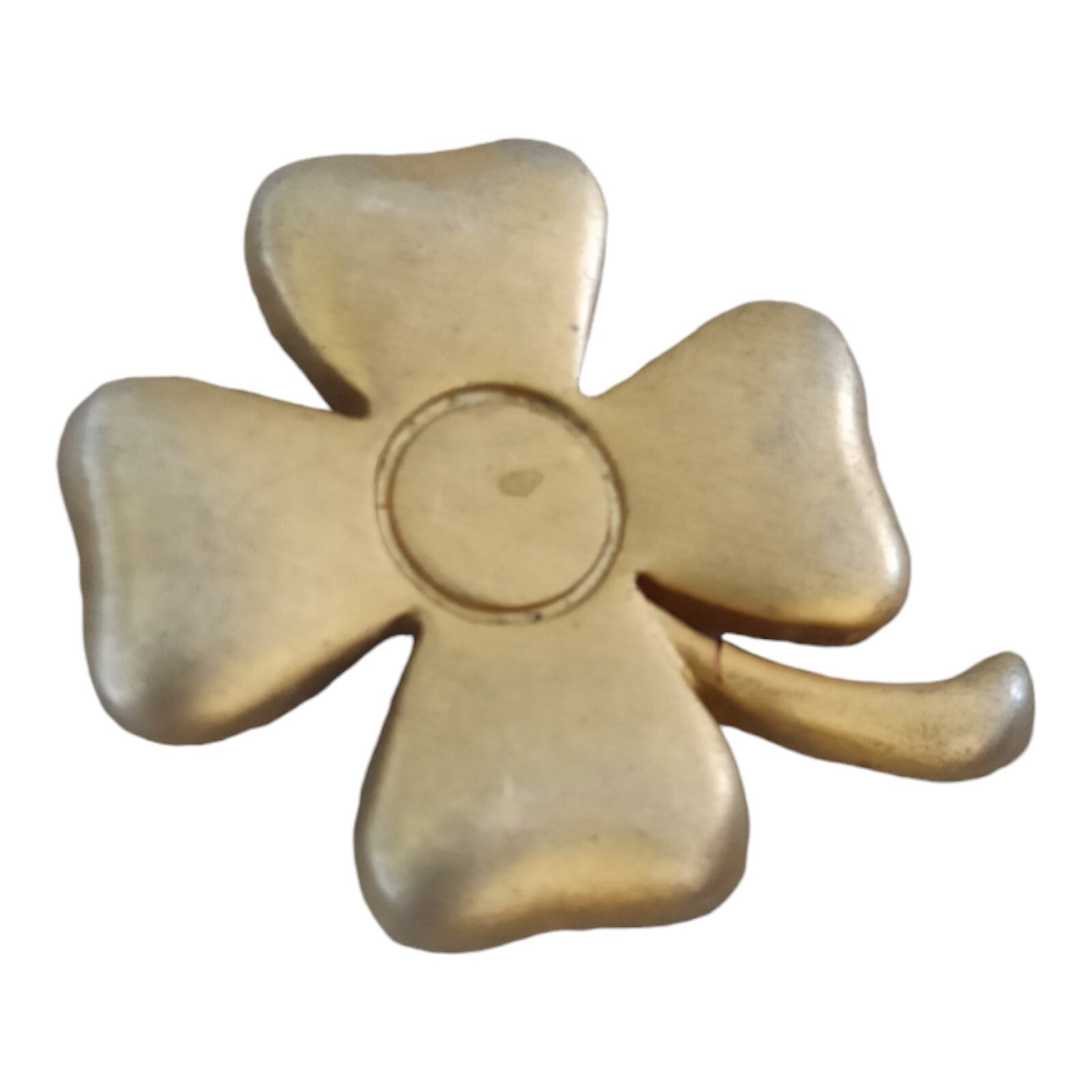 Pendentif trèfle vintage doré, bijou porte-bonheur, design stylisé ancien
