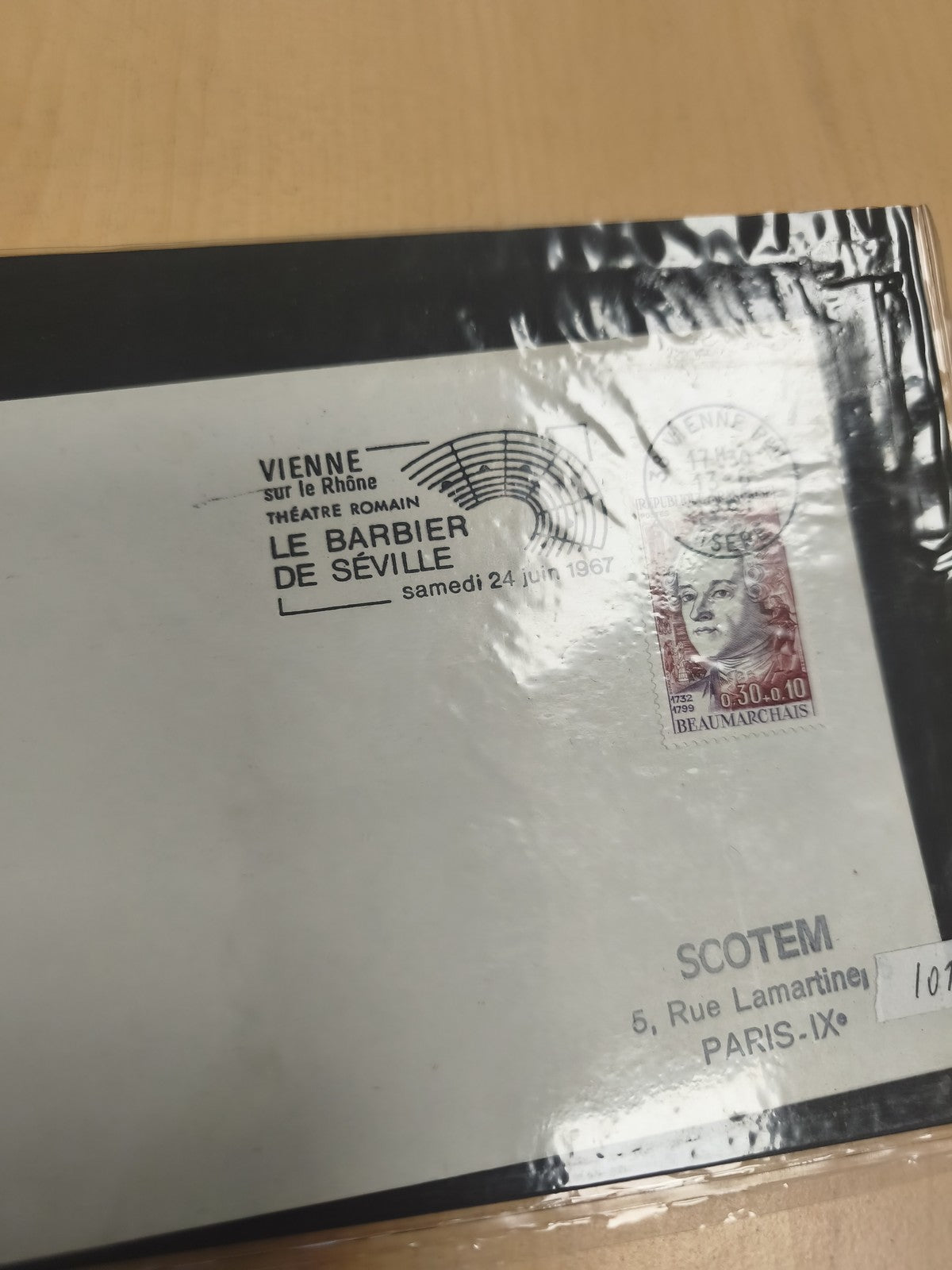 Enveloppe philatélie oblitérée 1967 Le Barbier de Séville Vienne cachet SCOTEM